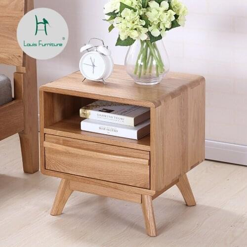 Louis Fashion Coffee Tables All solid wood bedside cabinet Simple Bedroom corner White oak furniture storage