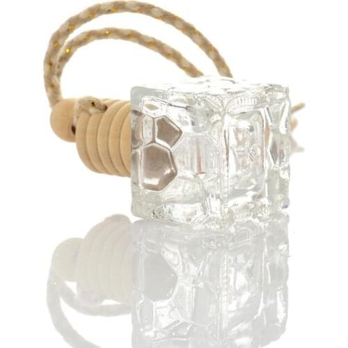 10ML Car Hanging Perfume Bottle Refillable Cube Glass Empty Bottles Air freshener Essential Oils Container LX8696