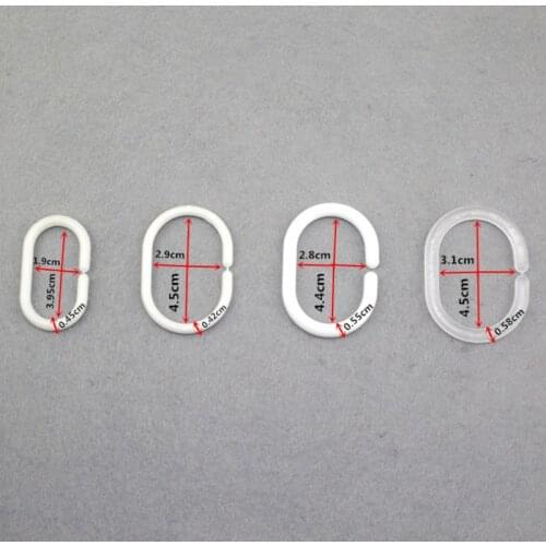 12PCS/lot White Transparent Plastic C Shape Bath Drape Shower Ring Loop Bendable Bathroom Curtain Hooks