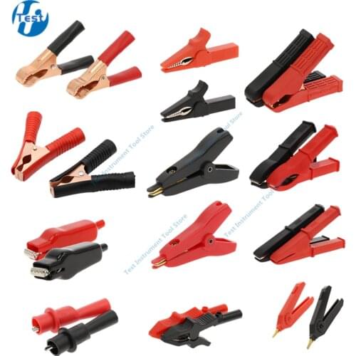 2Pcs 50A 80mm Crocodile Car Caravan Van Battery Test Lead Clips Insulated Alligator Clamp High Quality Red + Black