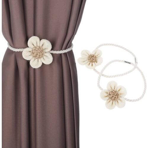 2pcs Hooks Magnetic Curtain Tiebacks Sunflower Curtain Buckle Window Curtain Rope Holdbacks Decorative Rope Curtain Tieback