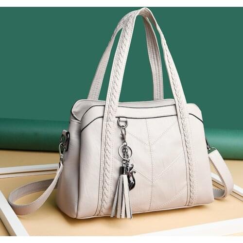 2021 Soft PU Leather Bags Tassels Tote Luxury Handbags Women Designer Ladies Hand Shoulder Crossbody Bags for Women Sac A Main