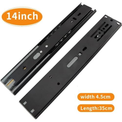 45mm Wide Drawer Slide Rail Ball Bearing Slide Rail w/ Soft Closing Slide Rail Three-fold Fully Extended for Furniture Hardware