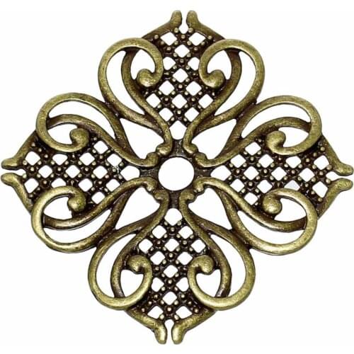 8SEASONS Embellishments Findings Flower Hollow Antique Bronze 44mm(1 6/8") x 44mm(1 6/8"),5 PCs Hot new