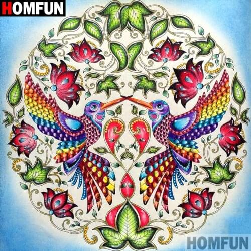Homfun Full Square/Round Drill 5D DIY Diamond Painting "Cartoon colorful bird "3D Embroidery Cross Stitch Home Decor Gift A10172