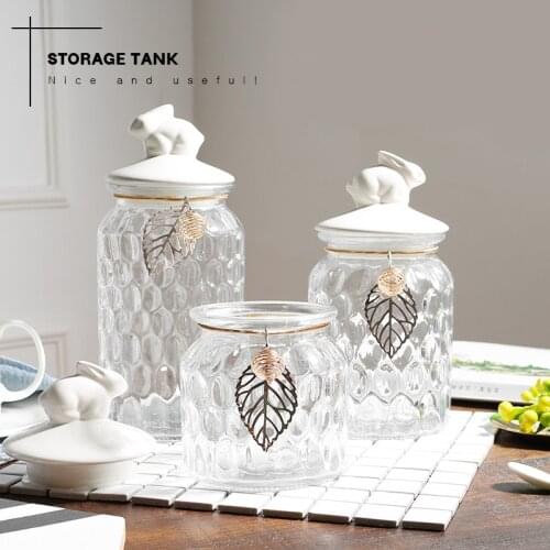 Tank Candy Jar Tea Pot Snack Cans Practical Cover Transparent Glass Sauce Bottle Home