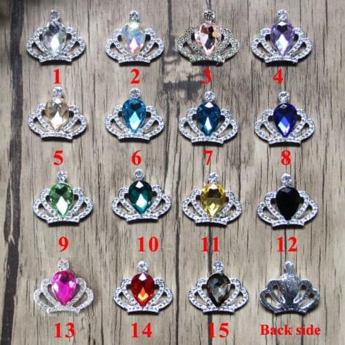 Free Shipping 60pcs/lot Rhinestone Crown Button Crystal Flatback Button Hair Flower Centerpiece Wedding Embellishment DIY LSB010