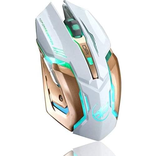 T1 Wireless Mouse Rechargeable Wireless Silent Gaming Mouse Colorful Lights and 4 Gears 2400 DPI 400mah Lithium Battery for PC
