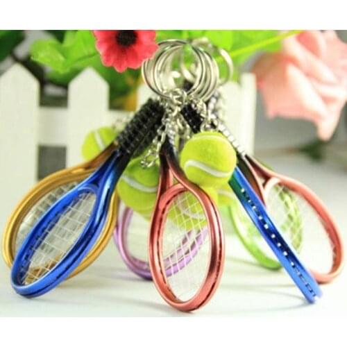 Cute Mini Personality Simulation Tennis Racket Key Car Keychain Keyring Gifts