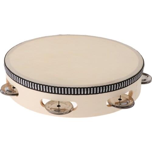 Tambourine for Kids & Children 8 inch Hand Held Drum Bell Wood Percussion Gift Musical Educational Instrument