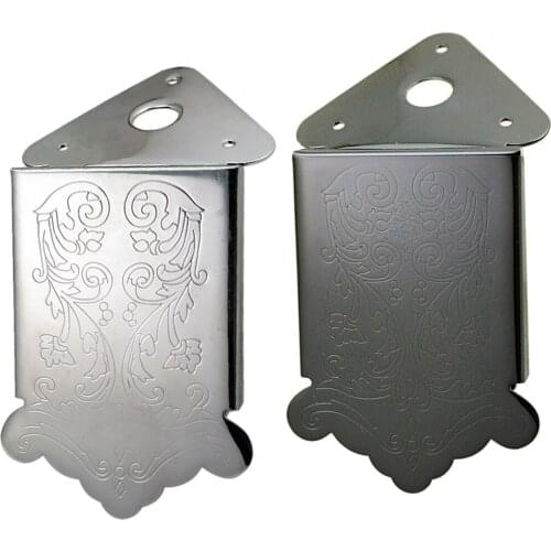 Tooyful Black Mandolin Tailpiece Bridge Tail Flower Pattern Metal 47x48.5mm Luthiers Tool