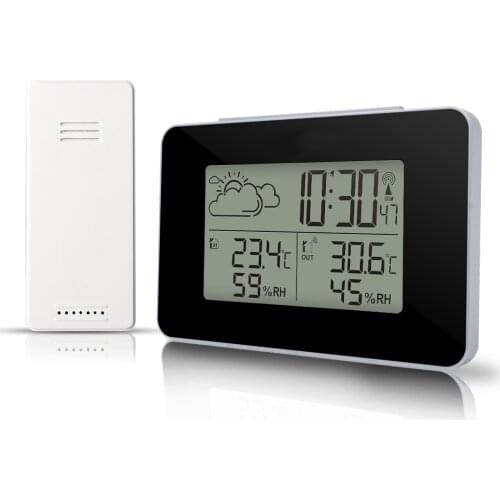 FanJu FJ3364 Digital Atomic Clock Weather Sattion LED Table Clock Temperature Humidity Meter Barometer Desk Watch Alarm Snooze