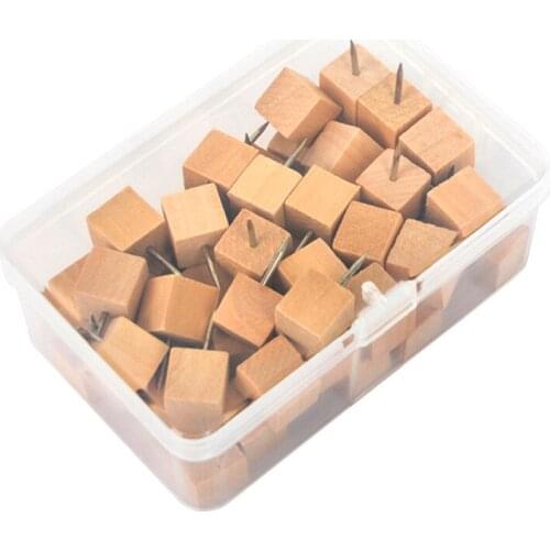 Wooden Thumbtack Board Pins Pushpins Drawing Photo Wall Studs Nail Creativity Cork Polygon Square Set