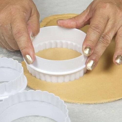 6psc Cake Pastry Embossing Cutting Mold Diy Cutting Cake Supplies Kitchen Round Mold Ripple Scallop Slicer Pastry Tool