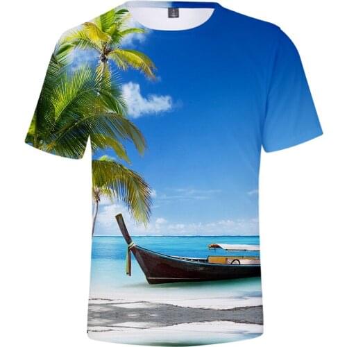 Kpop Beach Shell T Shirt Men Women T-shirt 2020 Men Ocean Sky Beautiful Seaside View Oversized T Shirt 3D Breathable Cool Tops