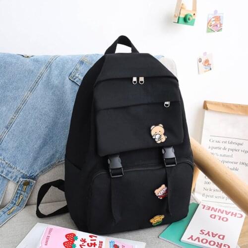 Canvas Women Fashion Backpack Teens Student Main Bag Shoulder-Bags Traval Back Packs Travel Girls Solid