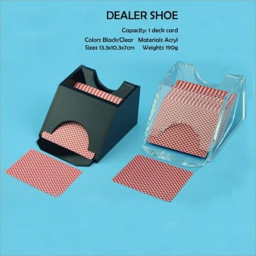 Playing Card Dealer Shoe for 1 deck Capacity Clear or Black Acryl Cardcase