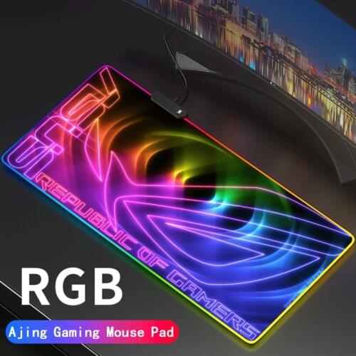 Anime ROG RGB Gaming Mouse Pad Large Republic of Gamers LED Lighting Mousepad Gamer Computer Desk Mat Pad Anti-slip