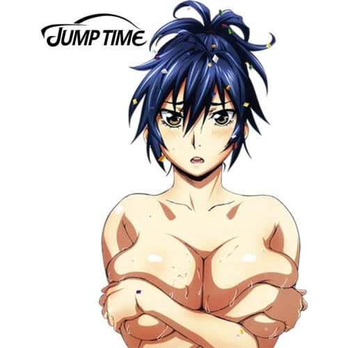 JumpTime 13cm x 7.8cm Anime Manyuu Hikenchou Sexy Girl Manyuu Chifusa Car Stickers Vinyl Car Decal Window Wiper Tailgate Styling