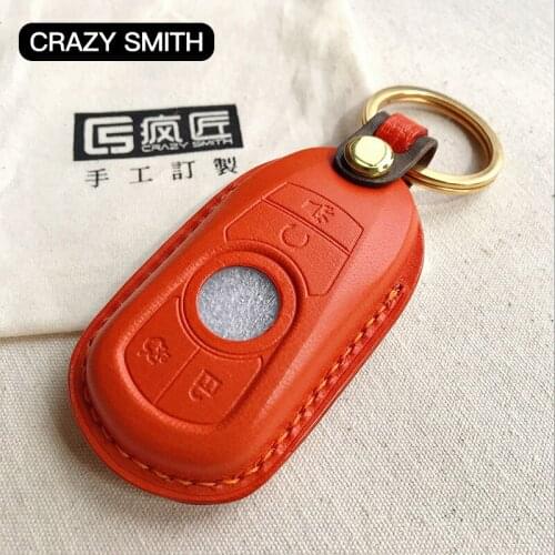Crazy Smith Handmade Car Key Leather Cover for Buick Vegetable Tanned Leather High Quality Crafts Fathers Day Christmas Gift