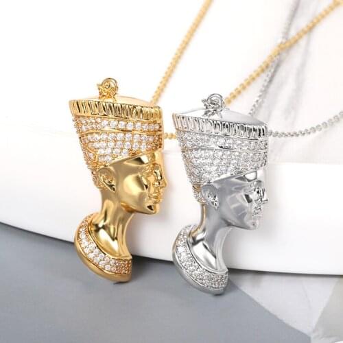 Fashion Zircon Egyptian Pharaoh Necklace Unisex Stainless Steel Gold Necklace For Women Christian Religious African Jewelry Gift