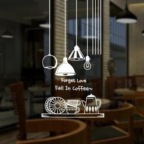 Coffee Shop Sticker Decal Cafe Cup Vinyl Art Wall Decals Decor Decoration Break Coffee Glass Decals CAFE1020