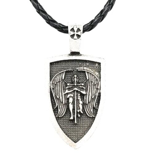 Nostalgia Archangel Amulet Angel Shield Medal Necklace Swedish Viking Warrior Protection Russian Orthodox Cross Slavic Jewelry