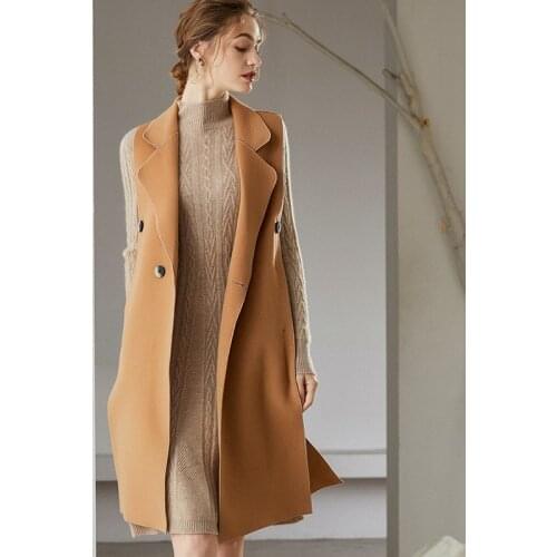 New fashion womens wool vest long coat in autumn and winter 2020