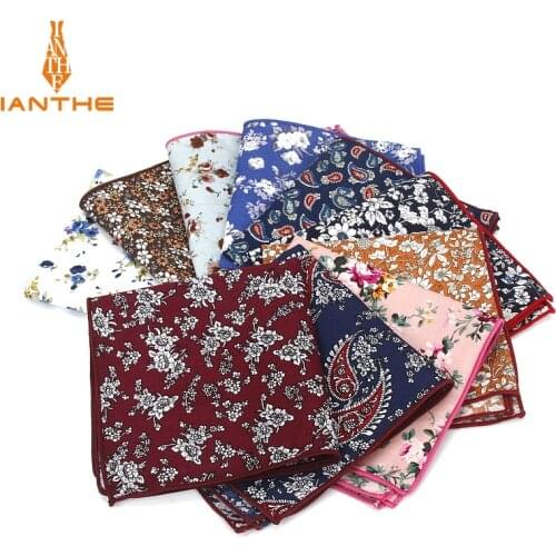 2018 Brand New Style Hankerchief Scarves Vintage Cotton Pocket Hankies Mens Pocket Square Handkerchief Flower Paisley Hanky