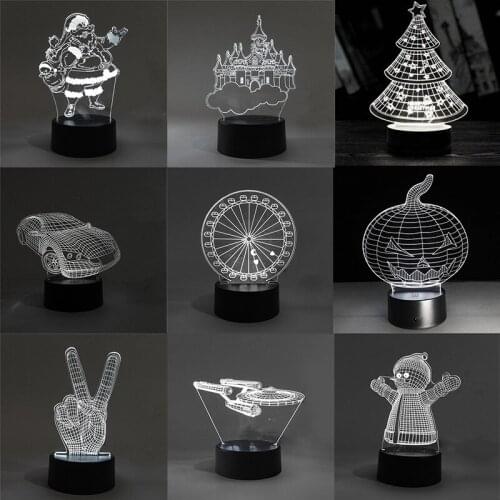 2018 New 3D LED Lamp Cute Christmas Tree Snowman LED Night Light Xmas Party Decor Energy Saving Atmosphere Control XMAS Lamp