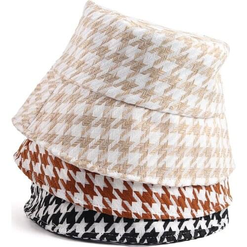 New 2021 Autumn Winter Plaid Bucket Hat Woimen Fashion Designer Streetwear Fisherman Caps Hats Outdoor Panama Hat