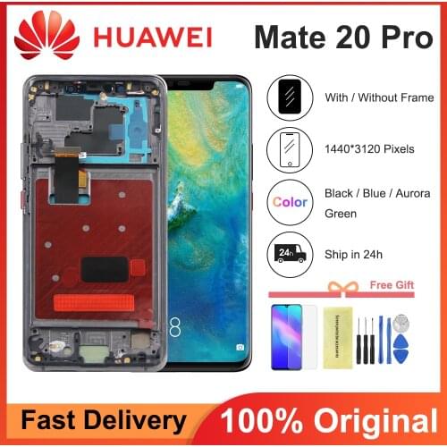 Original 6.39'' Display With frame + fingerprint Replacement for Huawei Mate 20 Pro LCD Touch Screen LYA-L29 Digitizer Assembly