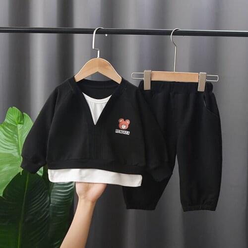 Autumn Baby Girls Boys Clothing Sets Cotton Cartoon Bear T Shirt Pants Kids Children Casual Sportswear Infant Clothes Outfit