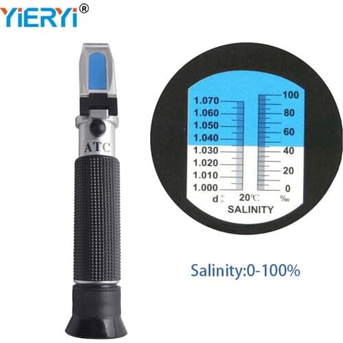 Portable Handheld ATC 0-100% Salinity Refractometer 1.000-1.070 SG Meter Seawater Salt concentration Salinometer For Aquarium