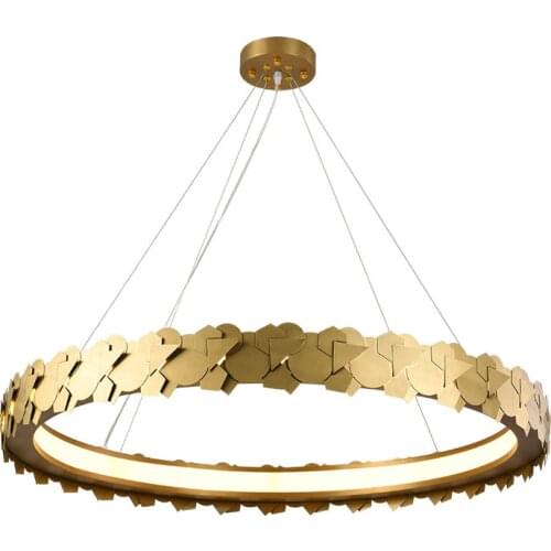 Modern LED Golden Stainless steel Chandelier Luxury Round ring Living room Hotel Hanging lights Dining room Bedroom Hanging lamp