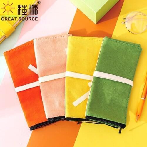 Roll Up Pencil Case Canvas Pencil Bag Roll Pen Insert Big Space Makeup Brush Pencil Bag Roll(2PCS)