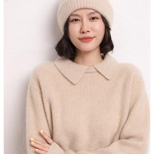 2021The New100%Pure Cashmere Sweater Pure Color Knitted V collarr Pure Cashmere Sweater Loose Large Size Sweater Women