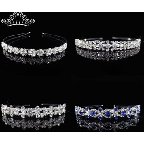 Trendy Flower Girl Crystal Tiaras and Crowns Headband Princess Bridal Prom Crown Wedding Party Accessiories Hairbands