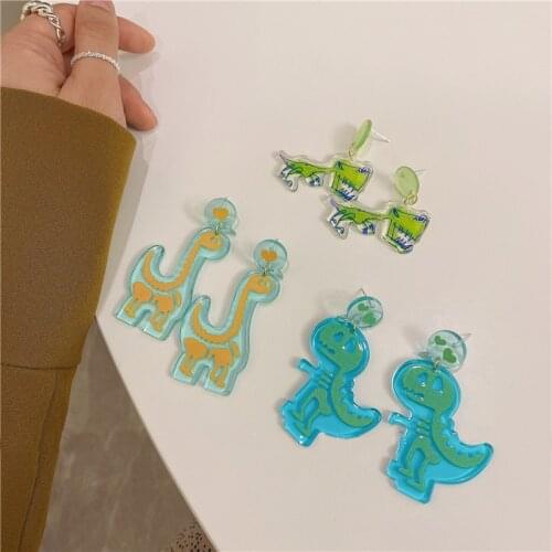 U-Magical Cute Resin Multicolor Dinosaur Dangle Earrings for Women Statement Multiple Blue Green Love Heart Earrings Jewelry
