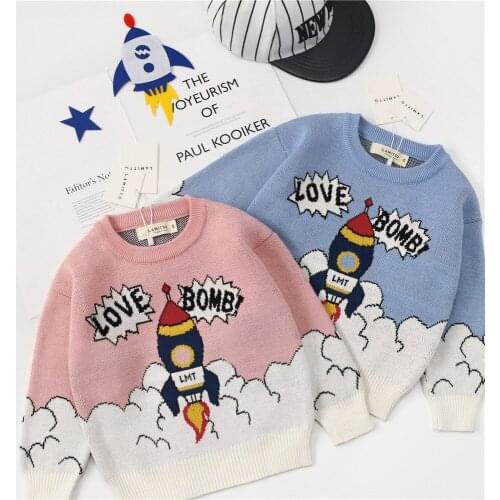 Tonytaobaby Winter New Boys and Girls Rocket Cloud Knitwear Sweater Plush
