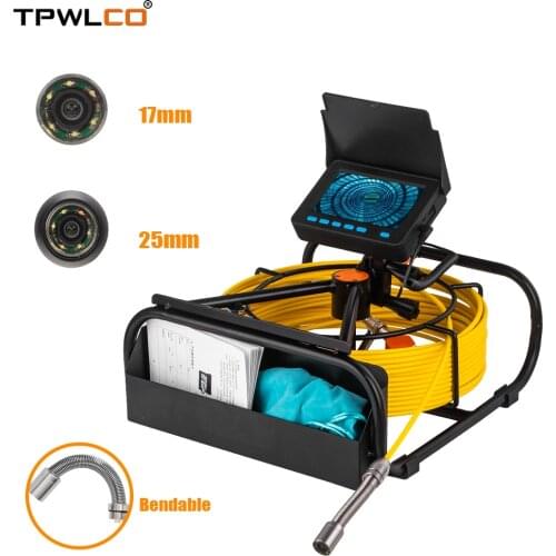 High-Definition Industrial Pipe Endoscope 17mm Camera Head Sewer Waterproof 7inch Monitor CCTV Camera Internal Inspection