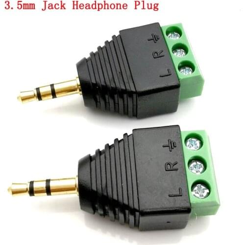 2pc 3.5mm Jack Headphone Plug Four-node Male Stereo solderless connector Audio head to terminal plug