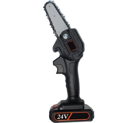 220V Mini Cordless Electric Chainsaw 4" Rechargeable Handheld Pruning Saw with 24V Battery Set Wood Cutting Garden Logging