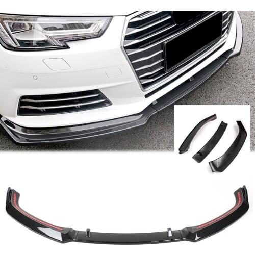 3pcs/set Carbon Fiber ABS Car Front Bumper Lip Spoiler Kit Cover Trim For Audi A4 Sedan 2017 2018 Aggressive Model