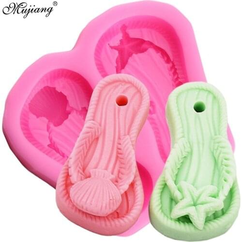 3D Beach Slippers Silicone Mold Shoes Polymer Clay Soap Molds Chocolate Candy Gumpaste Molds Party Fondant Cake Decorating Tools