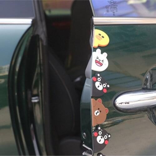 4 Pair Cute Car Styling Bear Cartoon Door Edge Scratch Guard Protector Rubber Bumper Strip For BMW VW AUDI FORD TOYOTA HONDA KIA
