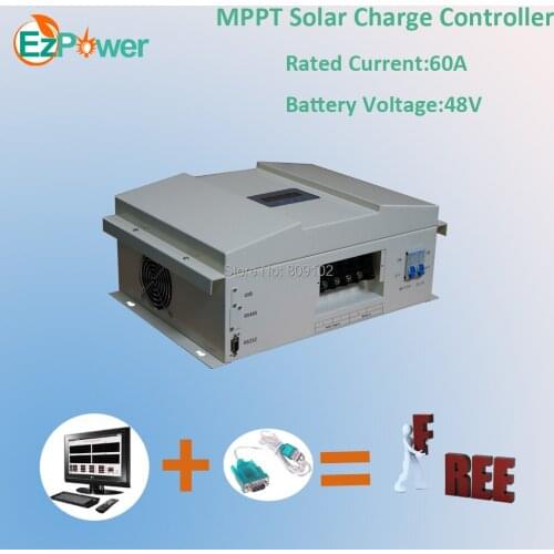 60A 48V MPPT solar controller, MPPT charge controller 3KW, RS communication, LCD display