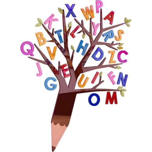 Cartoon English letter tree Acrylic wall sticker For kids room Classroom culture wall stickers DIY decoration of kindergarten