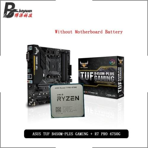 AMD Ryzen 7 4750G R7 4750G CPU + ASUS TUF B450M PLUS GAMING Motherboard Suit Socket AM4 All new but without cooler