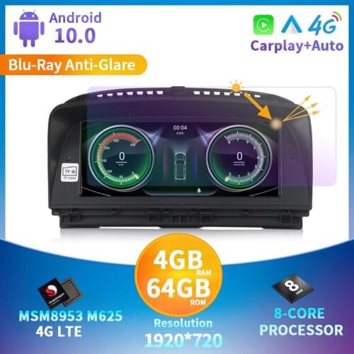Carplay Android 10 Autoradio Snapdragon 625 Qualcomm for BMW 7 Series E65 E66 2001-2008 MASK CCC System Navigation GPS Audio